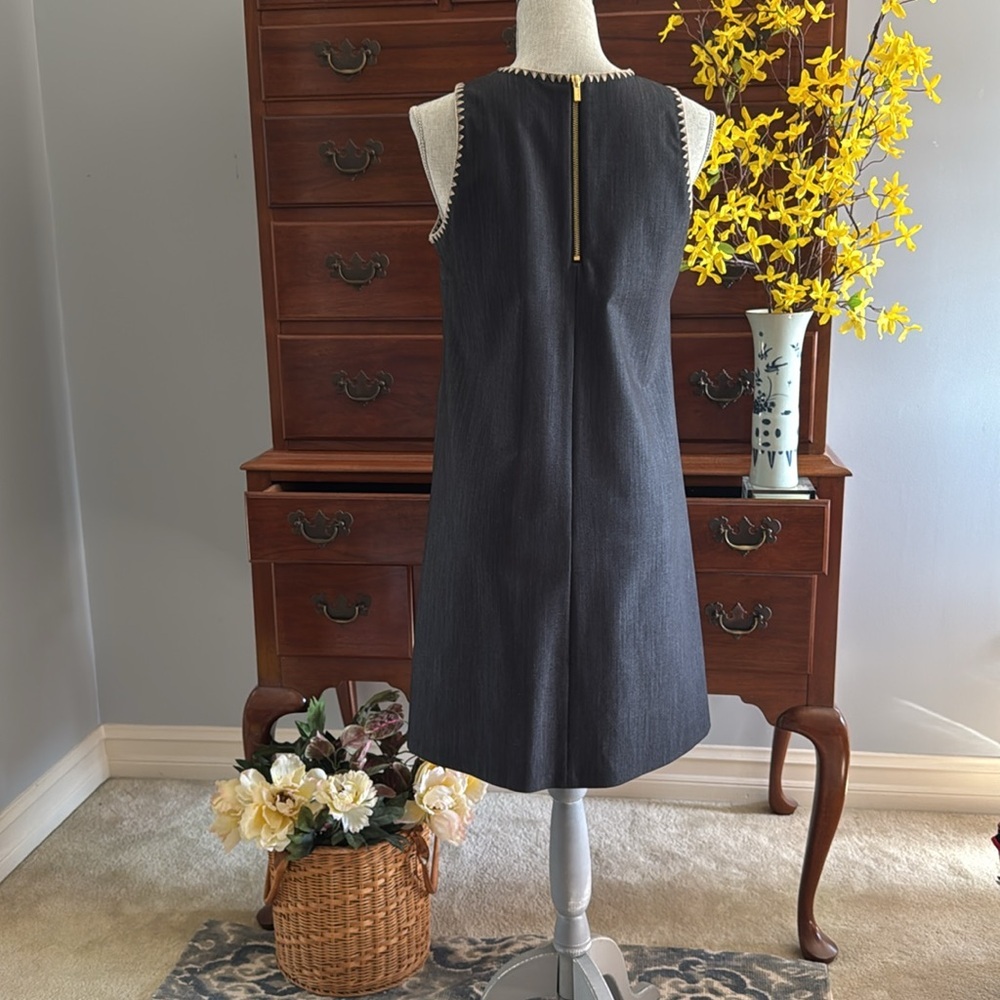 Calvin Klein Navy Denim Dress with Gold Accents Size 4 - Picture 10 of 13